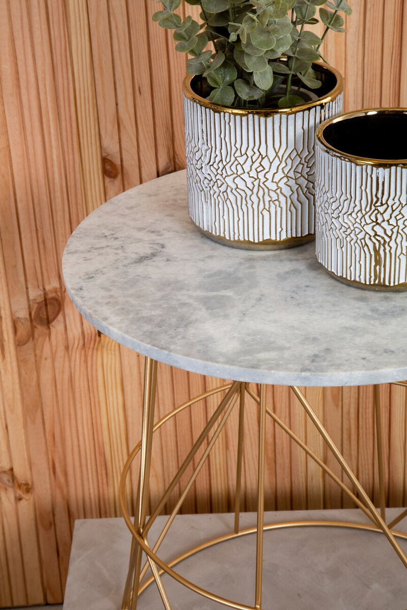 Mandoli White Marble Round Side Table - Bargainia.com - 5018705973074