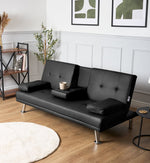 Manhattan Black Multi - Functional Sofa Bed – Click - Clack & Drink Holders - Bargainia.com - 