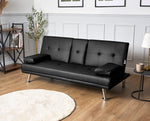 Manhattan Black Multi - Functional Sofa Bed – Click - Clack & Drink Holders - Bargainia.com - 
