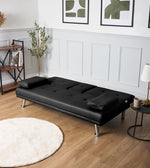 Manhattan Black Multi - Functional Sofa Bed – Click - Clack & Drink Holders - Bargainia.com - 