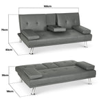 Manhattan Black Multi - Functional Sofa Bed – Click - Clack & Drink Holders - Bargainia.com - 