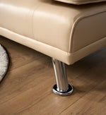 Manhattan Sofa Bed 2 Seater Faux Leather Click Clack - Cream - Bargainia.com - 