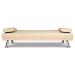 Manhattan Sofa Bed 2 Seater Faux Leather Click Clack - Cream - Bargainia.com - 