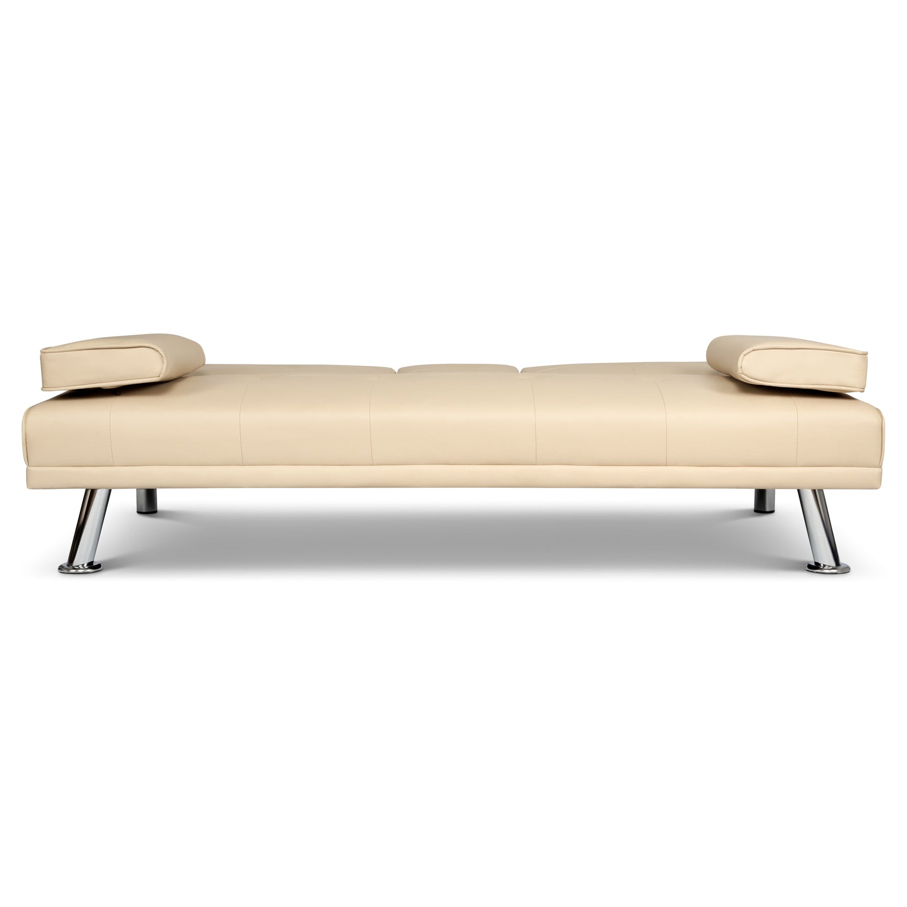 Manhattan Sofa Bed 2 Seater Faux Leather Click Clack - Cream - Bargainia.com - 