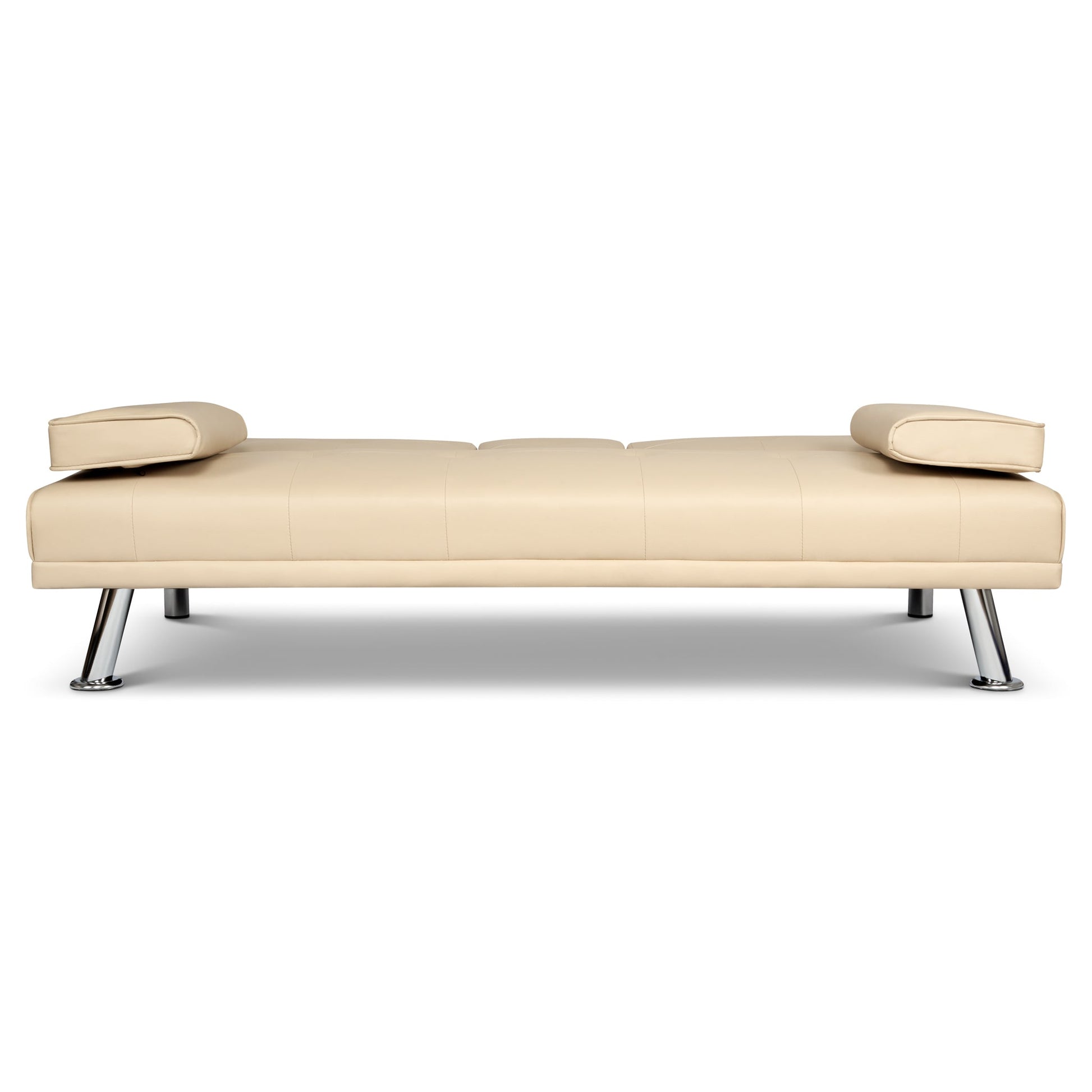 Manhattan Sofa Bed 2 Seater Faux Leather Click Clack - Cream Bargainia