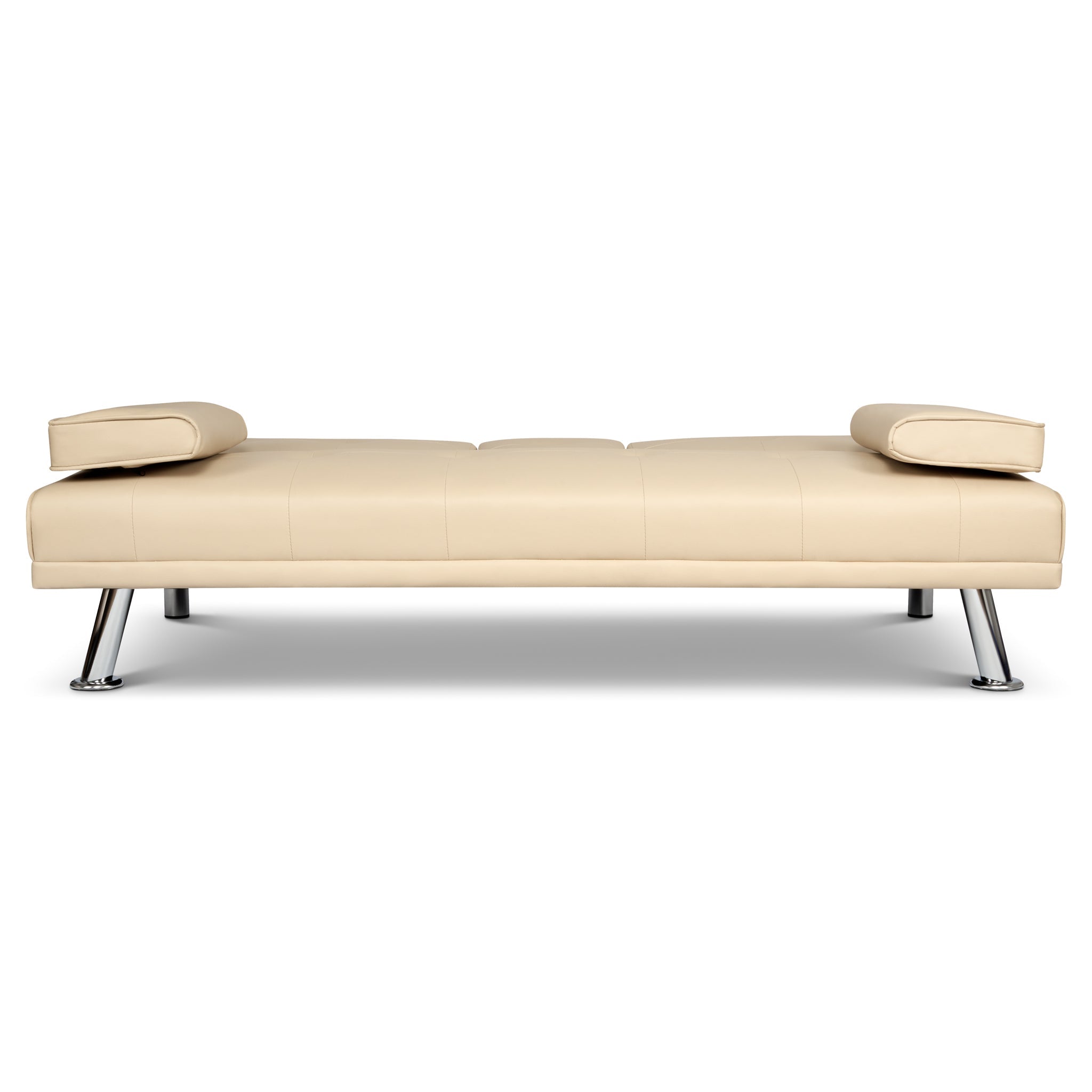 Manhattan Sofa Bed 2 Seater Faux Leather Click Clack - Cream Bargainia