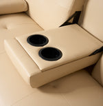 Manhattan Sofa Bed 2 Seater Faux Leather Click Clack - Cream - Bargainia.com - 