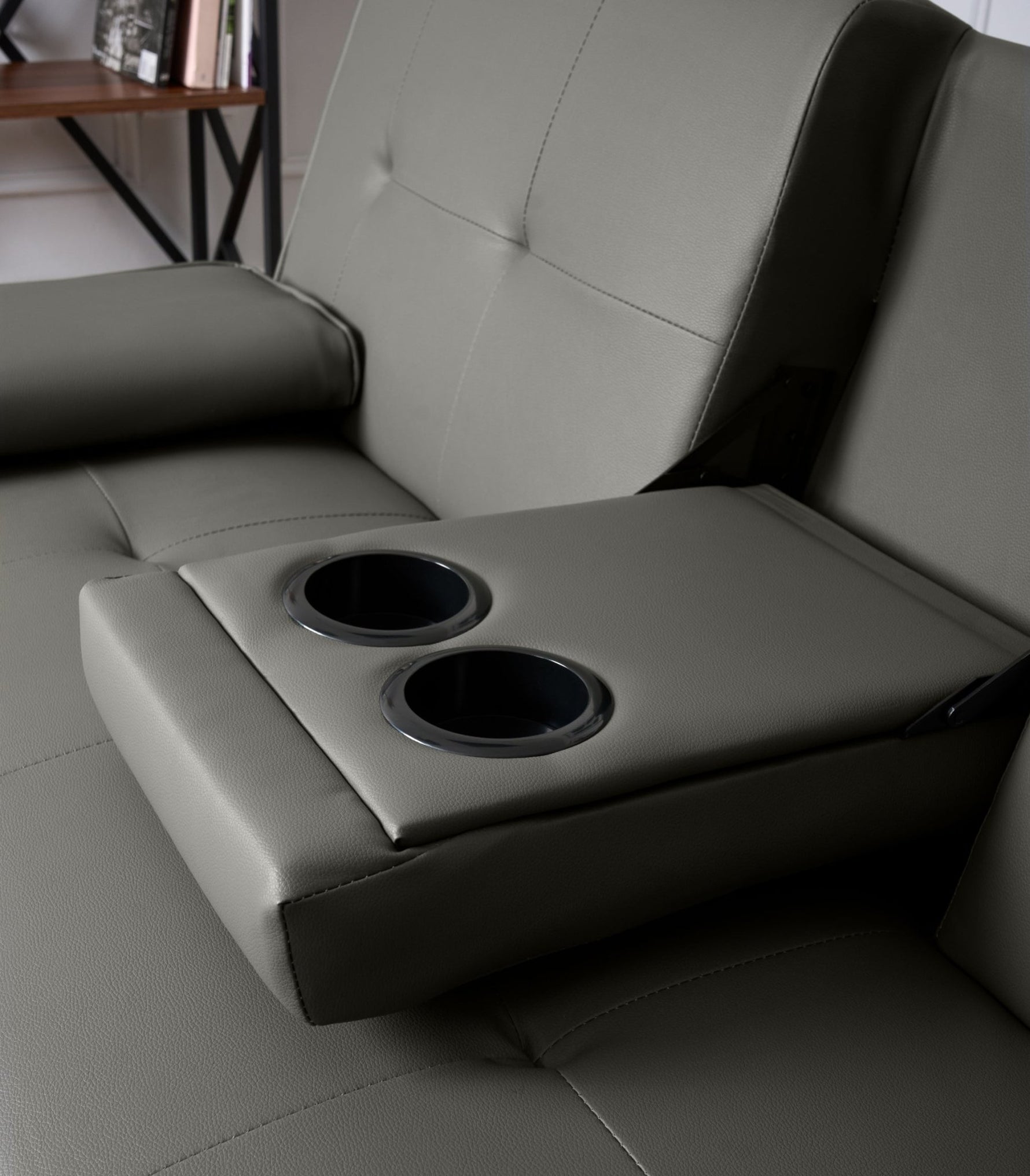 Manhattan Sofa Bed 2 Seater Faux Leather Click Clack - Grey - Bargainia.com - 