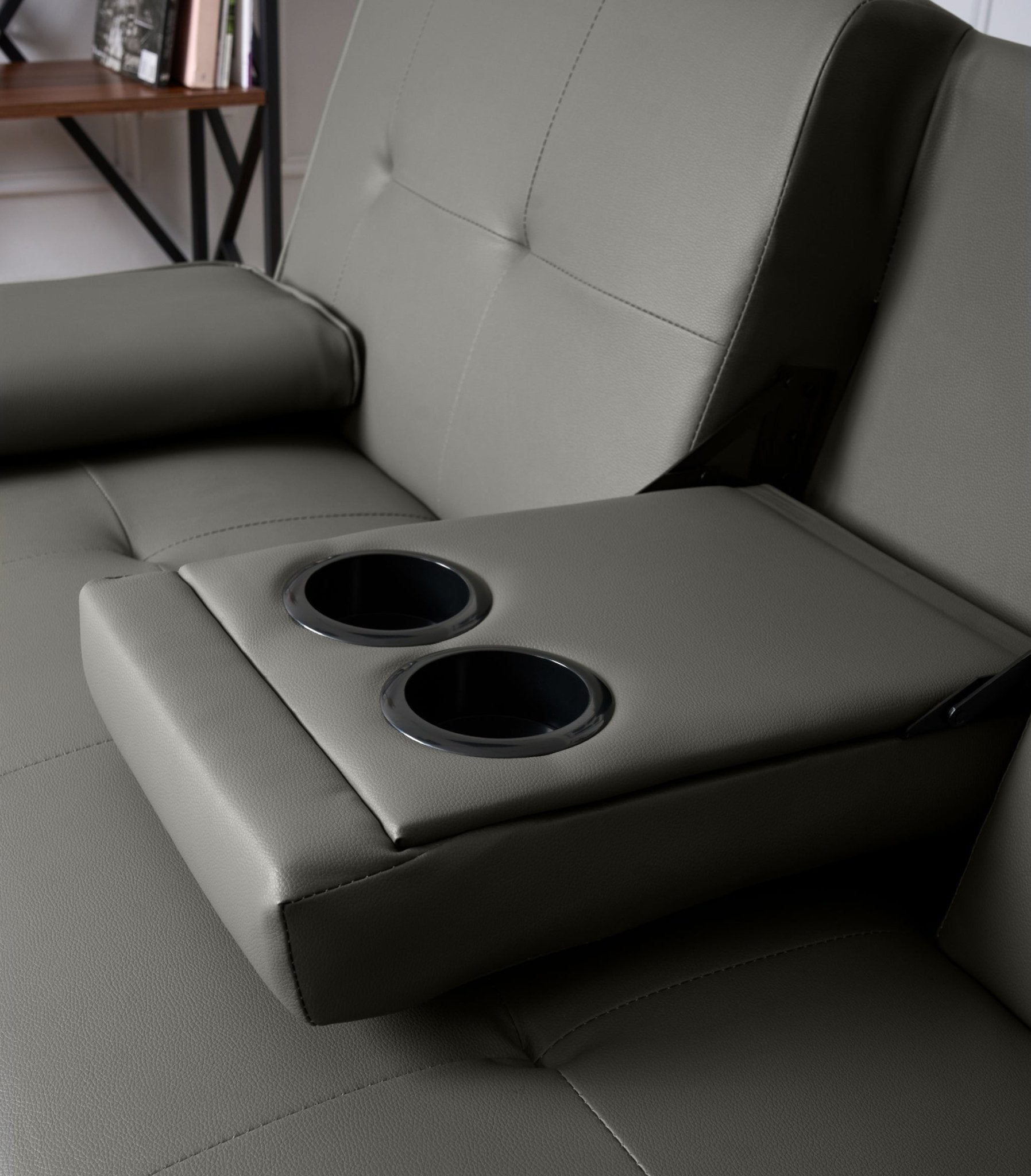 Manhattan Sofa Bed 2 Seater Faux Leather Click Clack - Grey Bargainia