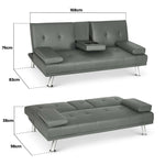 Manhattan Sofa Bed 2 Seater Faux Leather Click Clack - Grey - Bargainia.com - 