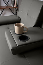 Manhattan Sofa Bed 2 Seater Faux Leather Click Clack - Grey - Bargainia.com - 