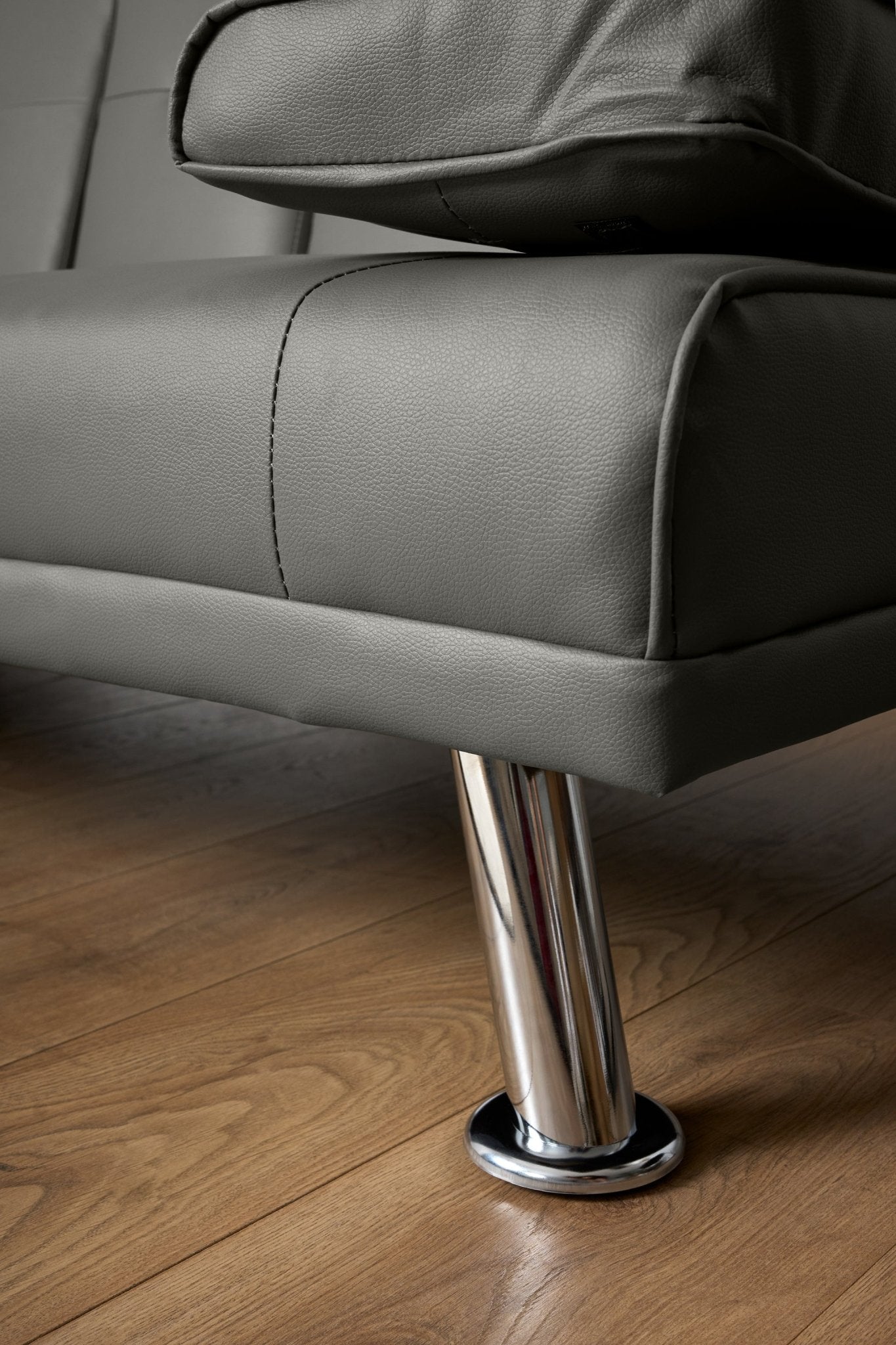 Manhattan Sofa Bed 2 Seater Faux Leather Click Clack - Grey Bargainia