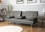 Manhattan Sofa Bed 2 Seater Faux Leather Click Clack - Grey - Bargainia.com - 