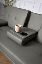 Manhattan Sofa Bed 2 Seater Faux Leather Click Clack - Grey - Bargainia.com - 