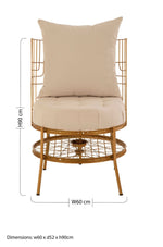 Mantis Gold Finish Wheel Design Chair With Cushion - Bargainia.com - 5018705420141