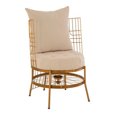 Mantis Gold Finish Wheel Design Chair With Cushion - Bargainia.com - 5018705420141