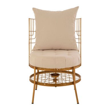 Mantis Gold Finish Wheel Design Chair With Cushion - Bargainia.com - 5018705420141