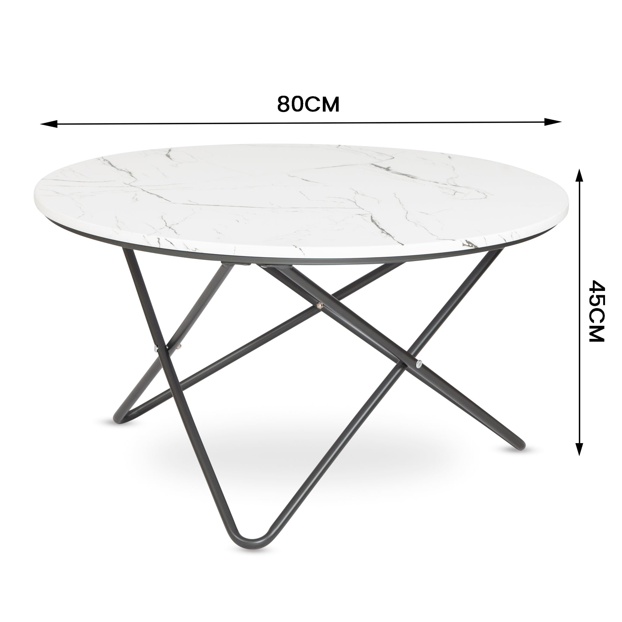 Marble Effect Coffee Table With Metal Legs - 80 x 45cm Tables Clearance