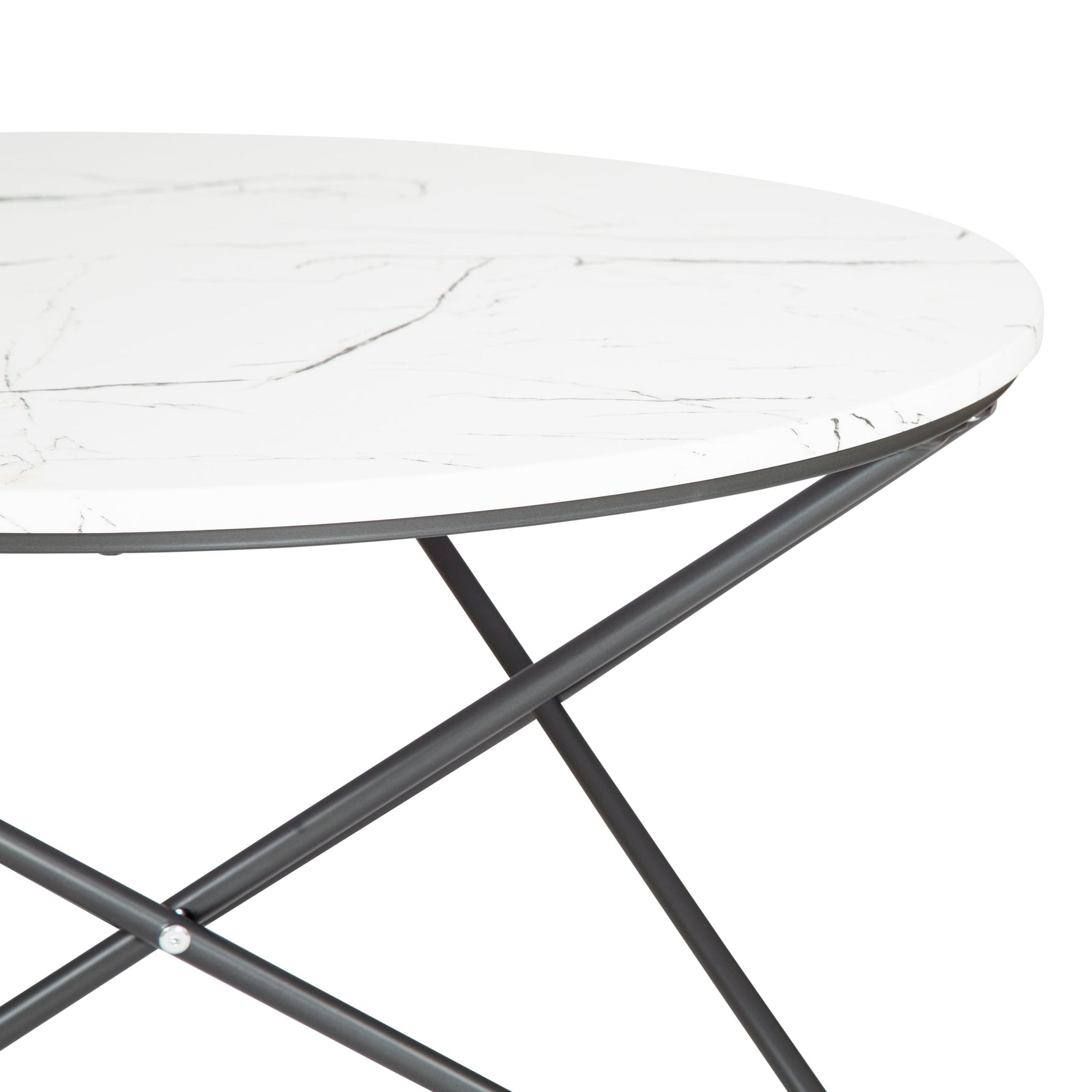 Marble Effect Coffee Table With Metal Legs - 80 x 45cm - Bargainia.com - 