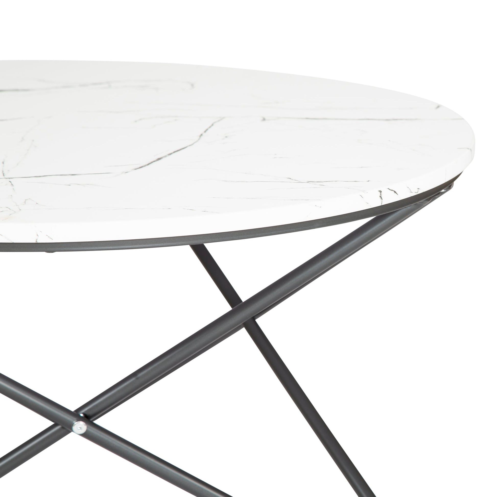 Marble Effect Coffee Table With Metal Legs - 80 x 45cm Tables Clearance