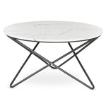 Marble Effect Coffee Table With Metal Legs - 80 x 45cm - Bargainia.com - 