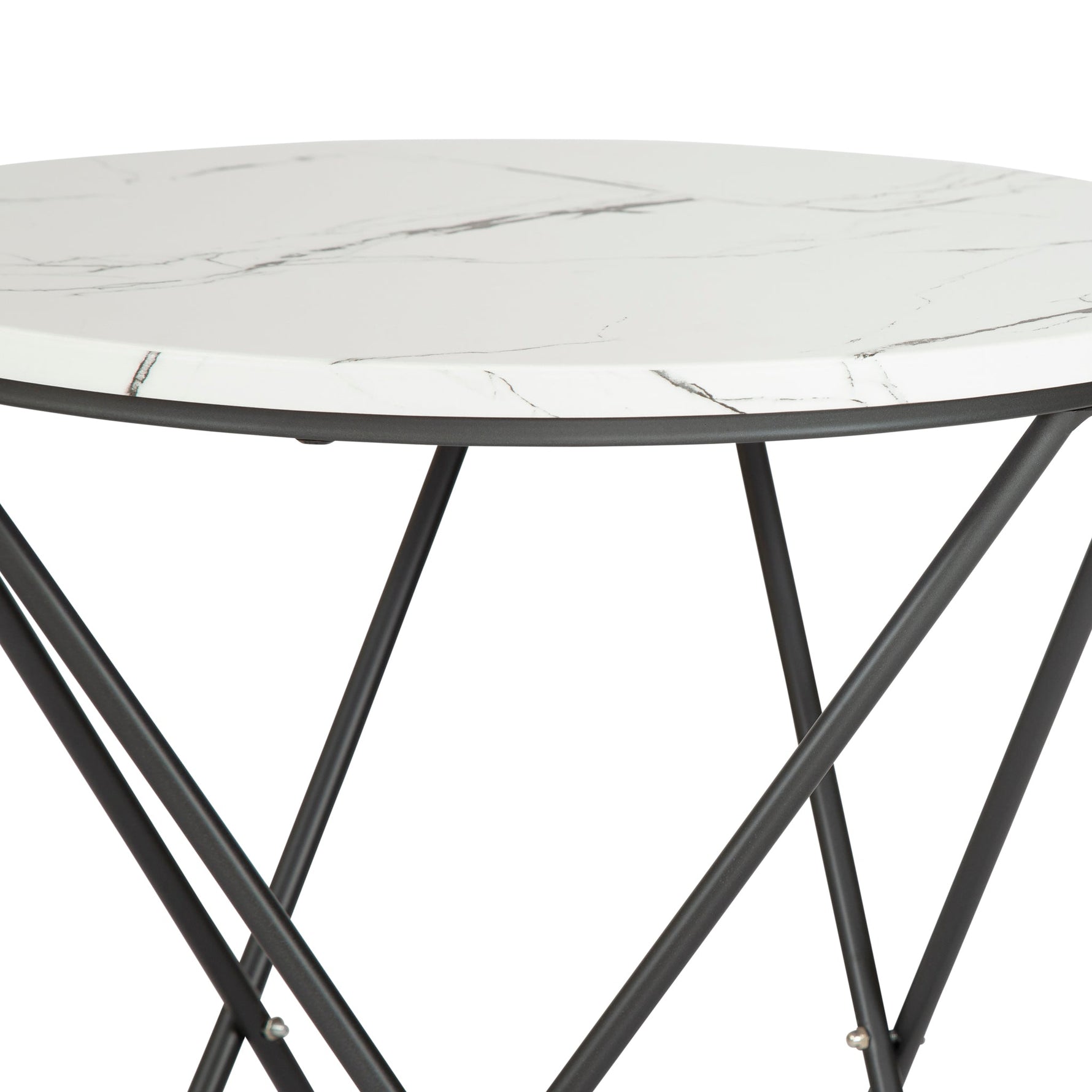 Marble Effect End Table With Metal Legs - 50 x 60cm - Bargainia.com - 
