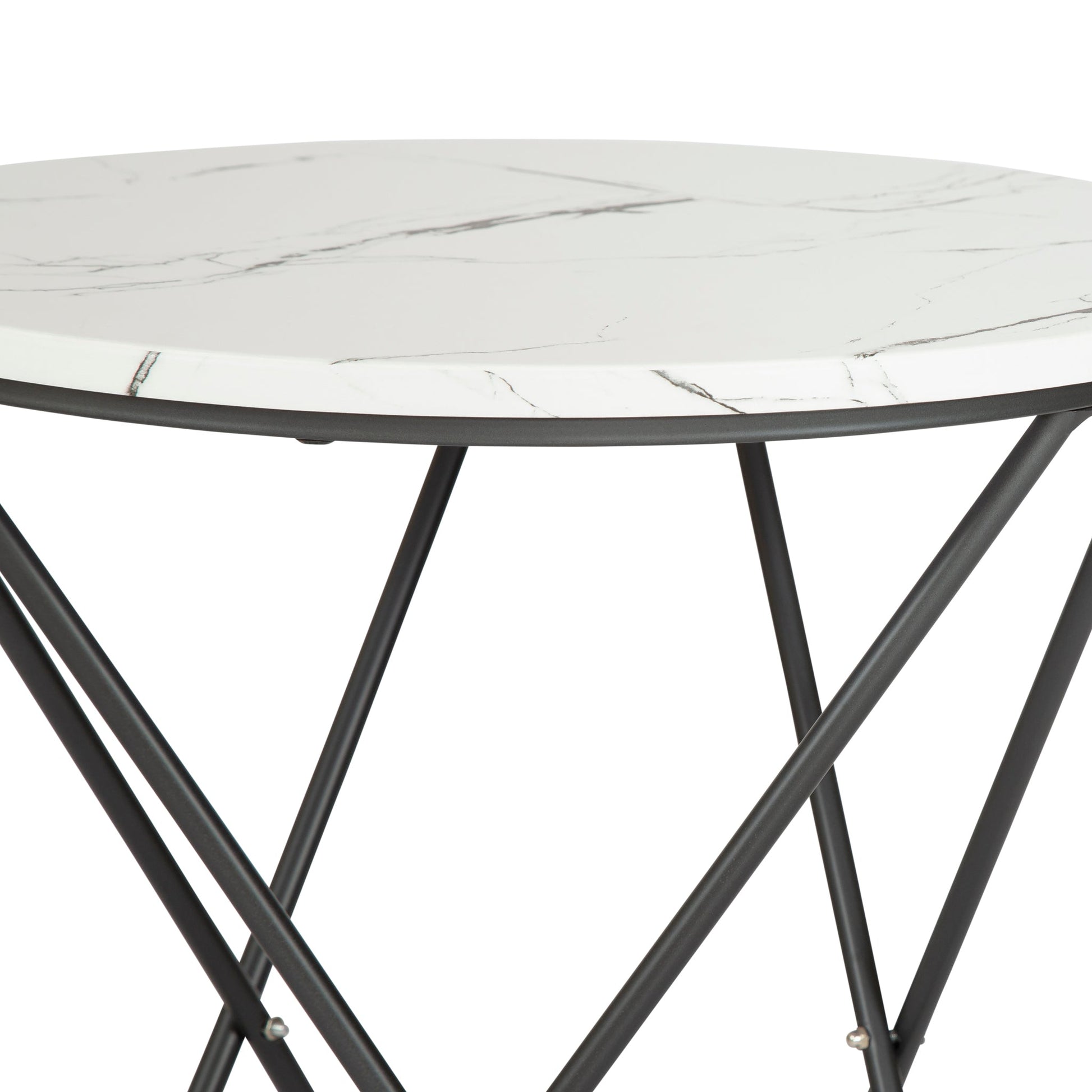 Marble Effect End Table With Metal Legs - 50 x 60cm Clearance