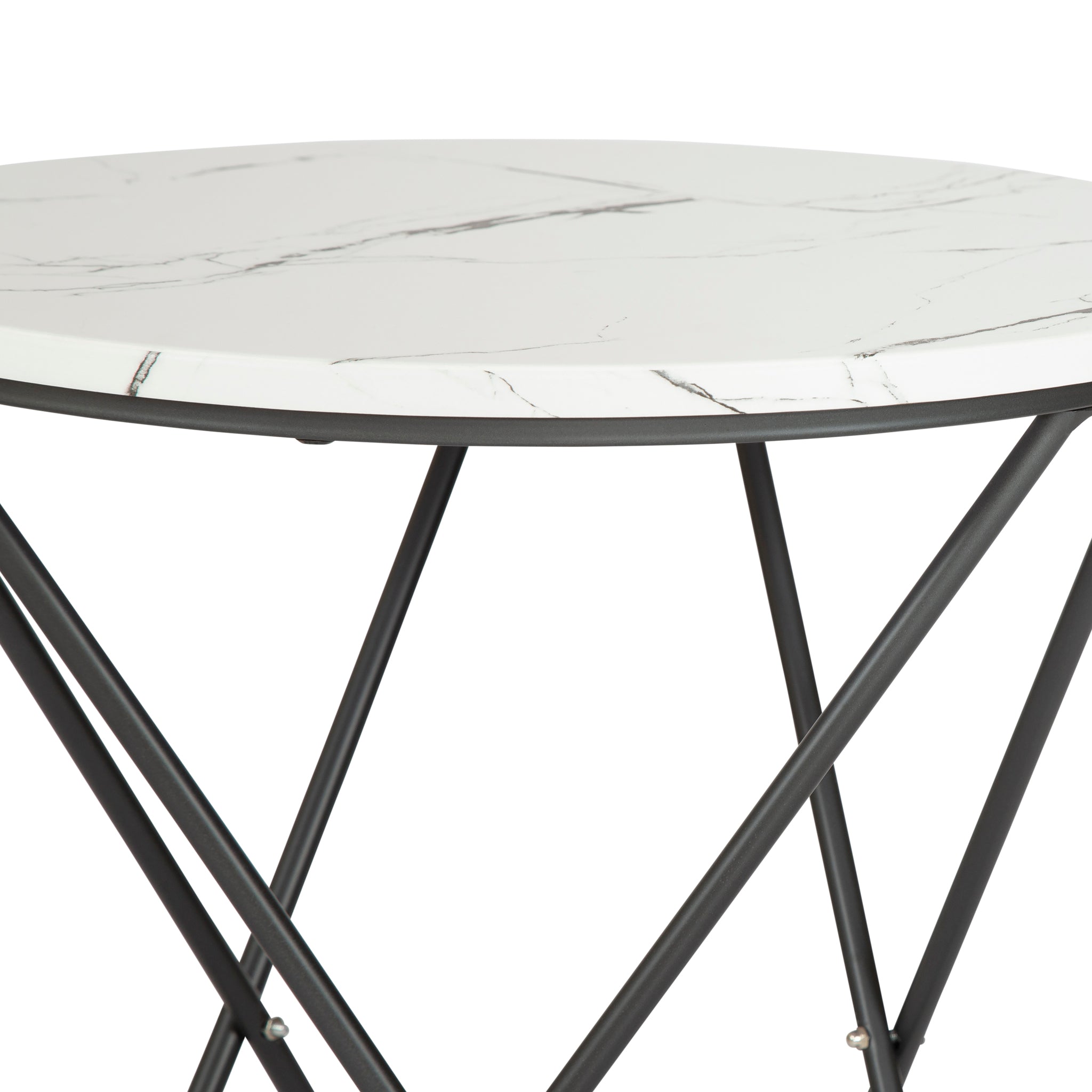 Marble Effect End Table With Metal Legs - 50 x 60cm Clearance