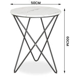 Marble Effect End Table With Metal Legs - 50 x 60cm - Bargainia.com - 
