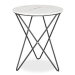 Marble Effect End Table With Metal Legs - 50 x 60cm - Bargainia.com - 