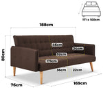 Mario 3 Seater Sofa Bed | Click Clack Folding Sofa Bed | Brown - Bargainia.com - 5056150263678