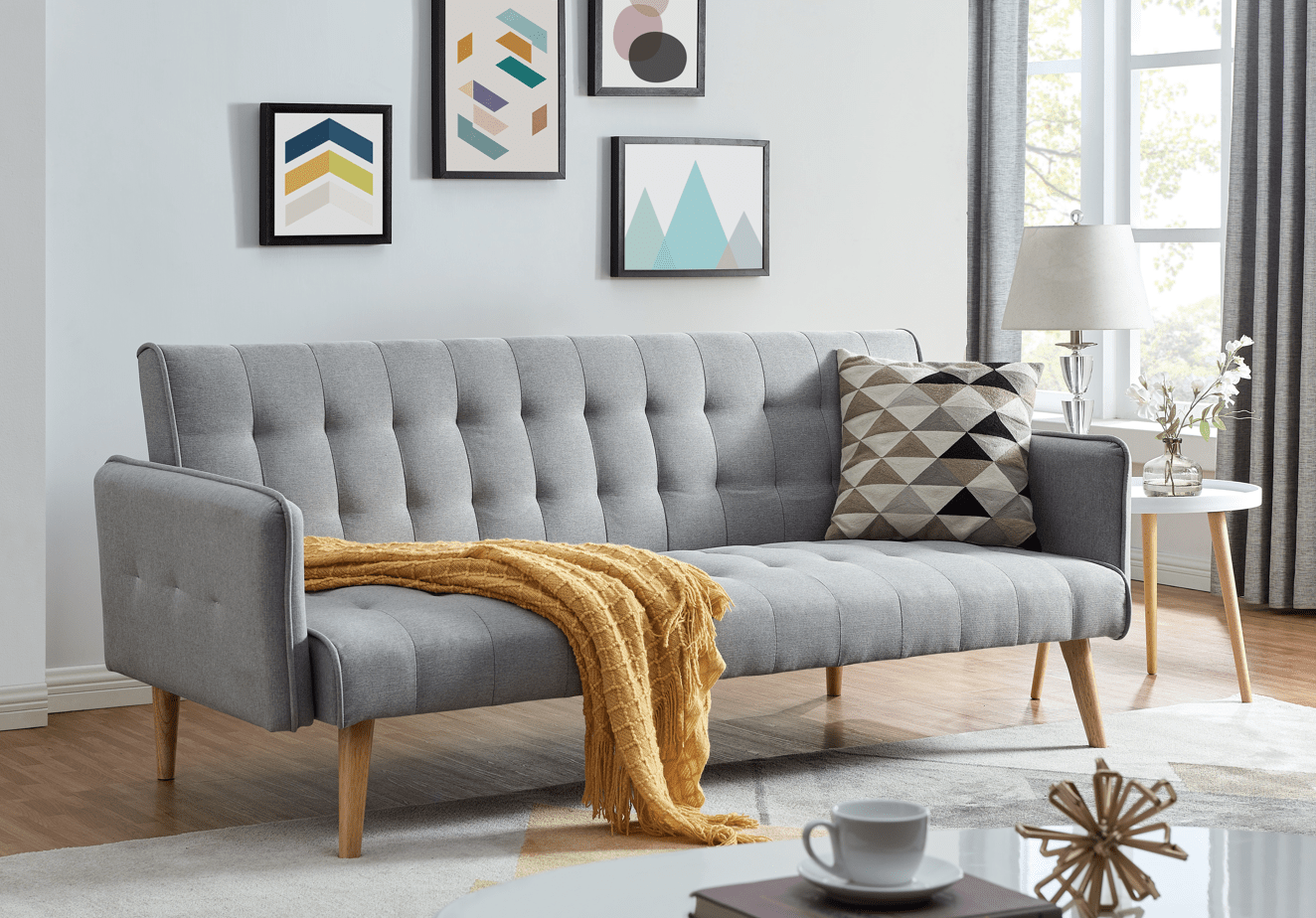 Mario Click Clack 3 Seater Double Sofa Bed - Grey - Bargainia.com - 