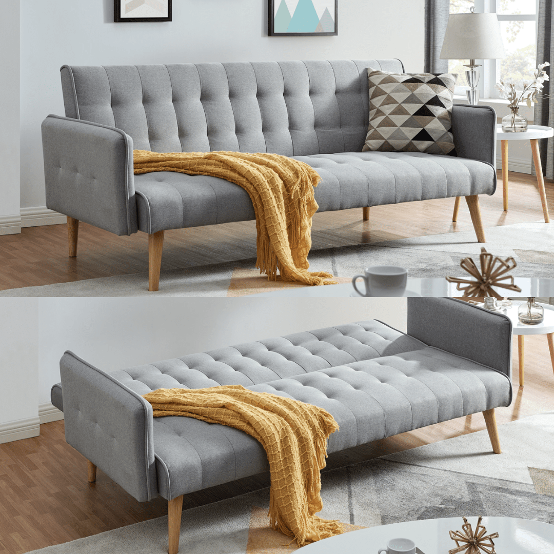 Mario Click Clack 3 Seater Double Sofa Bed - Grey - Bargainia.com - 5056150263685 - MLM-502840-GY