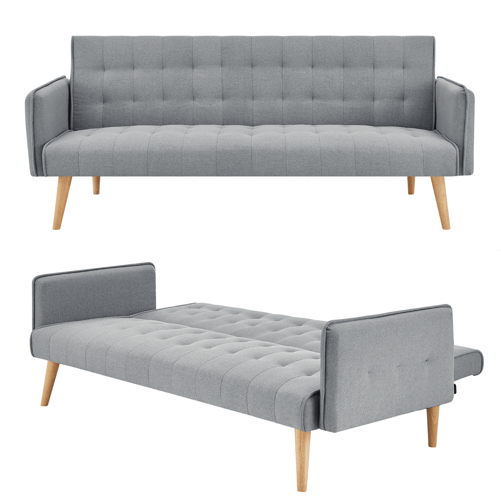 Mario Click Clack 3 Seater Double Sofa Bed - Grey - Bargainia.com - 5056150263685 - MLM-502840-GY