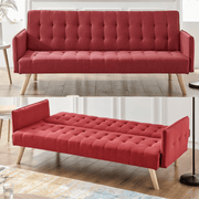 Mario Click Clack 3 Seater Double Sofa Bed - Red - Bargainia.com - 5056536100290 - MLM-502840-R