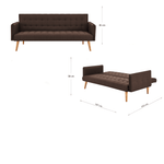 Mario Sofa Bed Click Clack 3 Seater Double - Brown - Bargainia.com - 