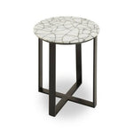 Marmara Marble Top Side Table With Black Iron Stand - Bargainia.com - 5018705942339