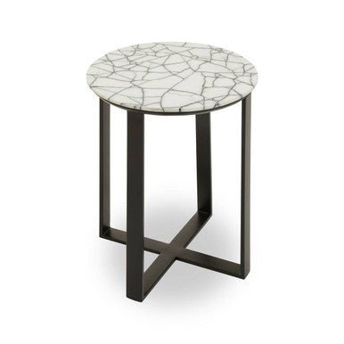 Marmara Marble Top Side Table With Black Iron Stand - Bargainia.com - 5018705942339