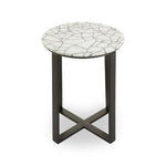Marmara Marble Top Side Table With Black Iron Stand - Bargainia.com - 5018705942339