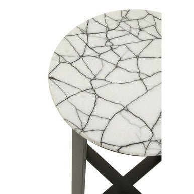Marmara Marble Top Side Table With Black Iron Stand - Bargainia.com - 5018705942339
