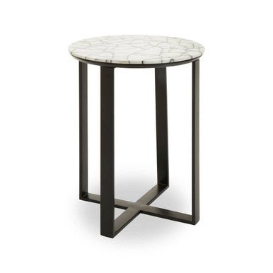 Marmara Marble Top Side Table With Black Iron Stand - Bargainia.com - 5018705942339