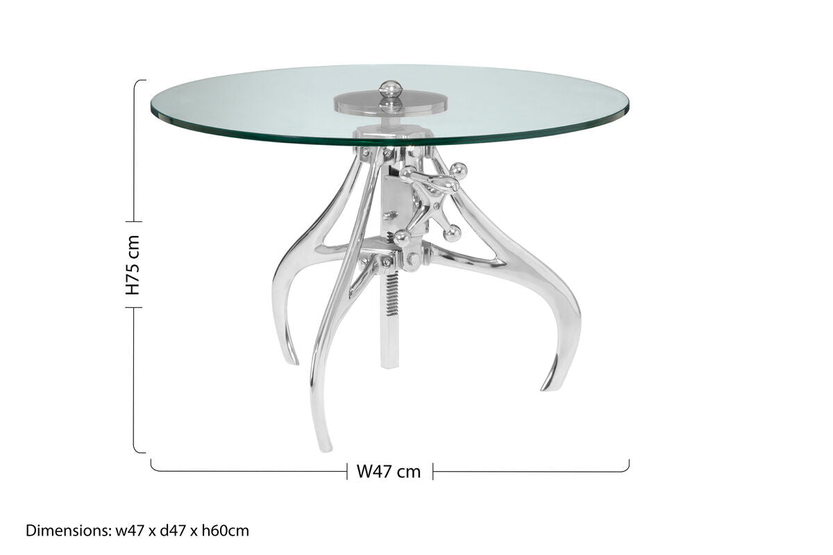 Maxi Crank Mechanism Metal And Glass Table - Bargainia.com - 5018705414010
