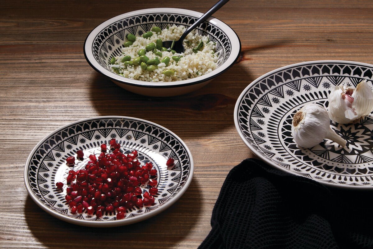 Maya 12 Piece Black And White Dinner Set - Bargainia.com - 5018705404868