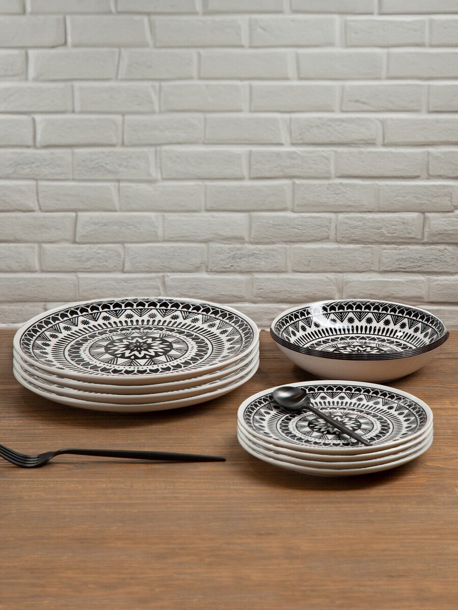 Maya 12 Piece Black And White Dinner Set - Bargainia.com - 5018705404868