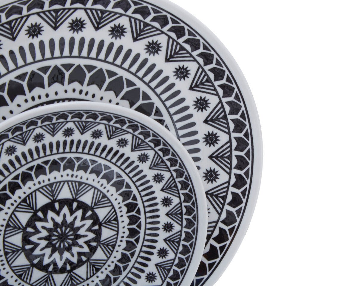 Maya 12 Piece Black And White Dinner Set - Bargainia.com - 5018705404868