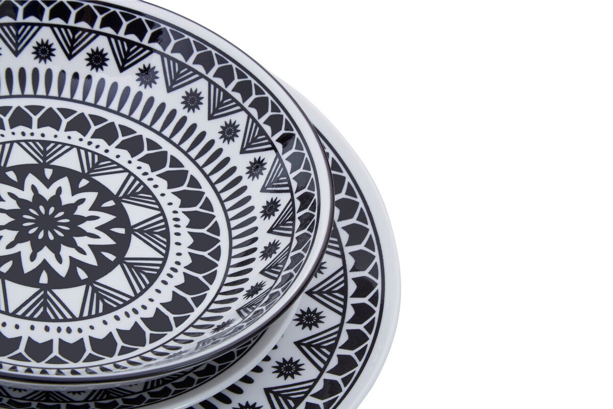 Maya 12 Piece Black And White Dinner Set - Bargainia.com - 5018705404868