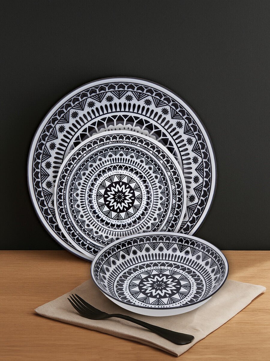 Maya 12 Piece Black And White Dinner Set - Bargainia.com - 5018705404868