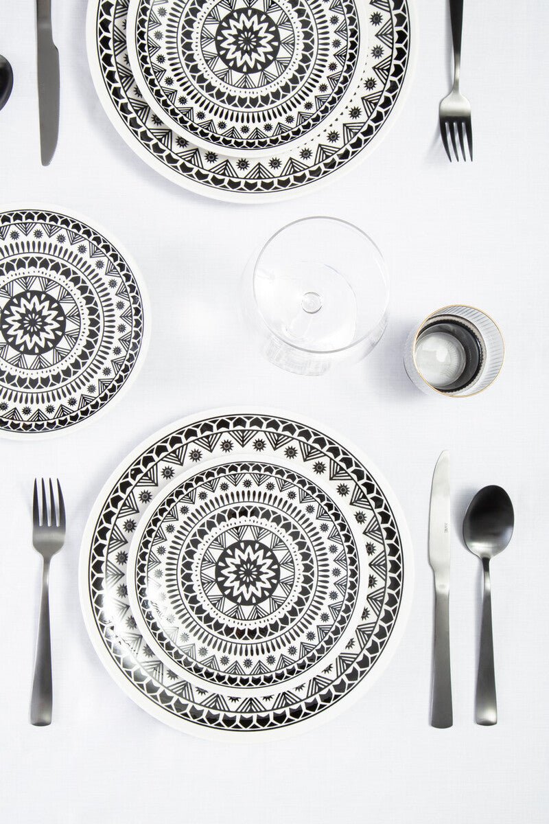 Maya 12 Piece Black And White Dinner Set - Bargainia.com - 5018705404868