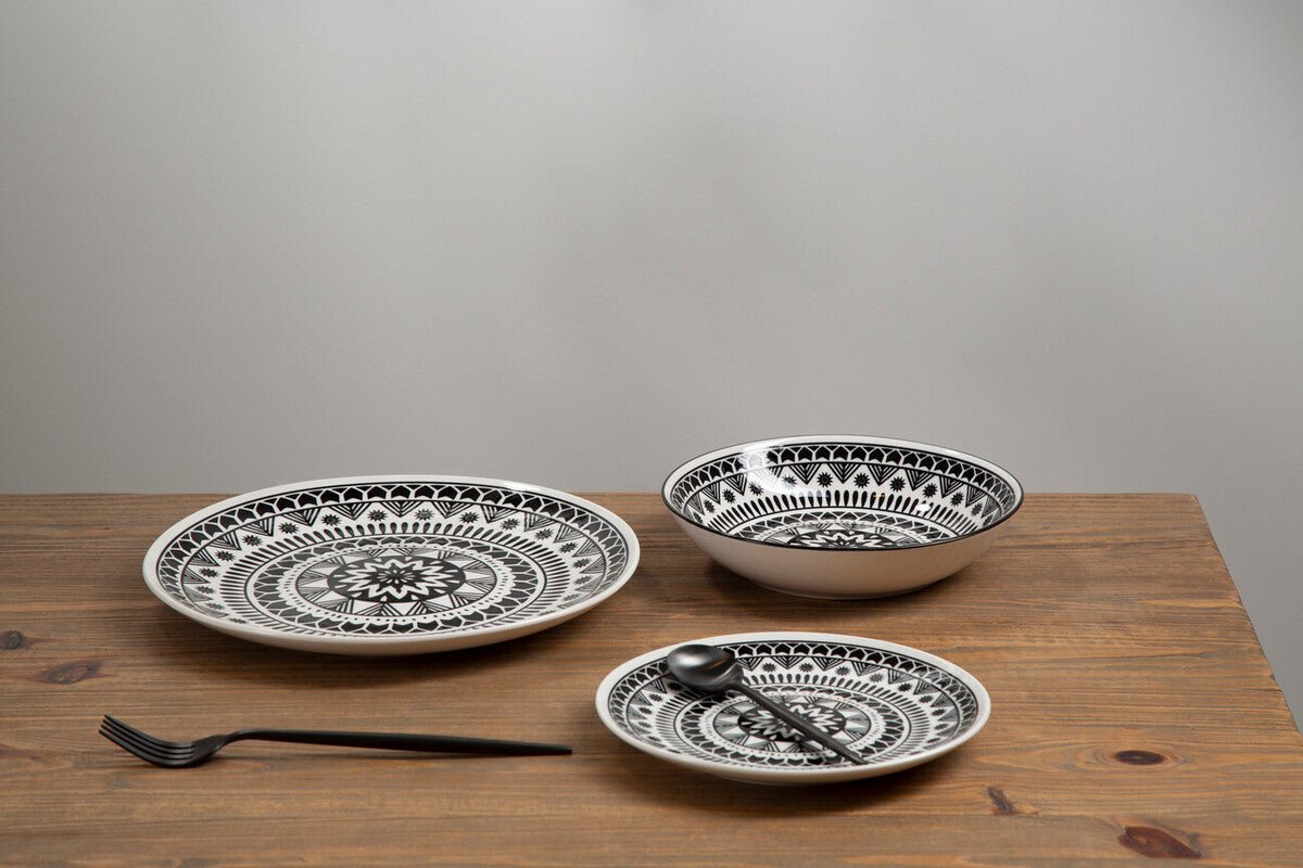 Maya 12 Piece Black And White Dinner Set - Bargainia.com - 5018705404868