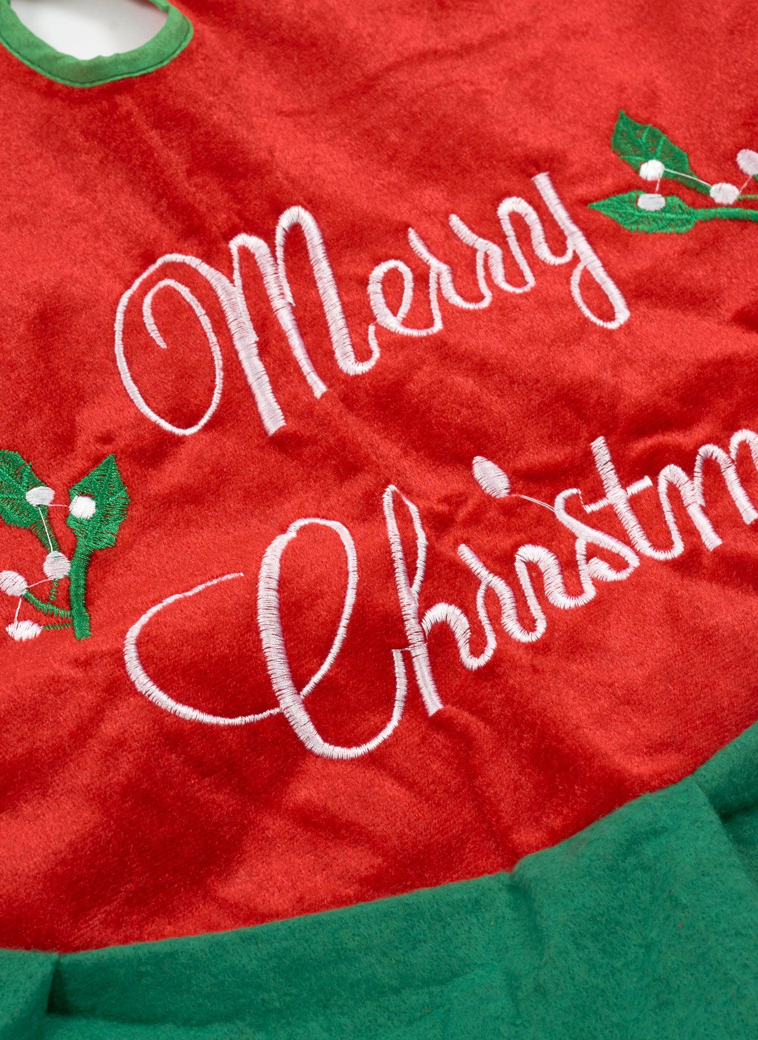 Merry Christmas 120cm Tree Skirt Green & Red Tree Skirt Clearance